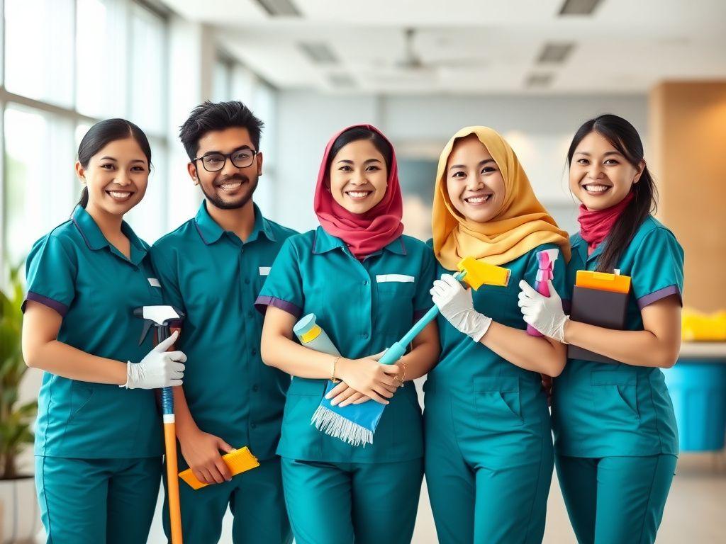 The Craftwell cleaning team standing together in uniform
